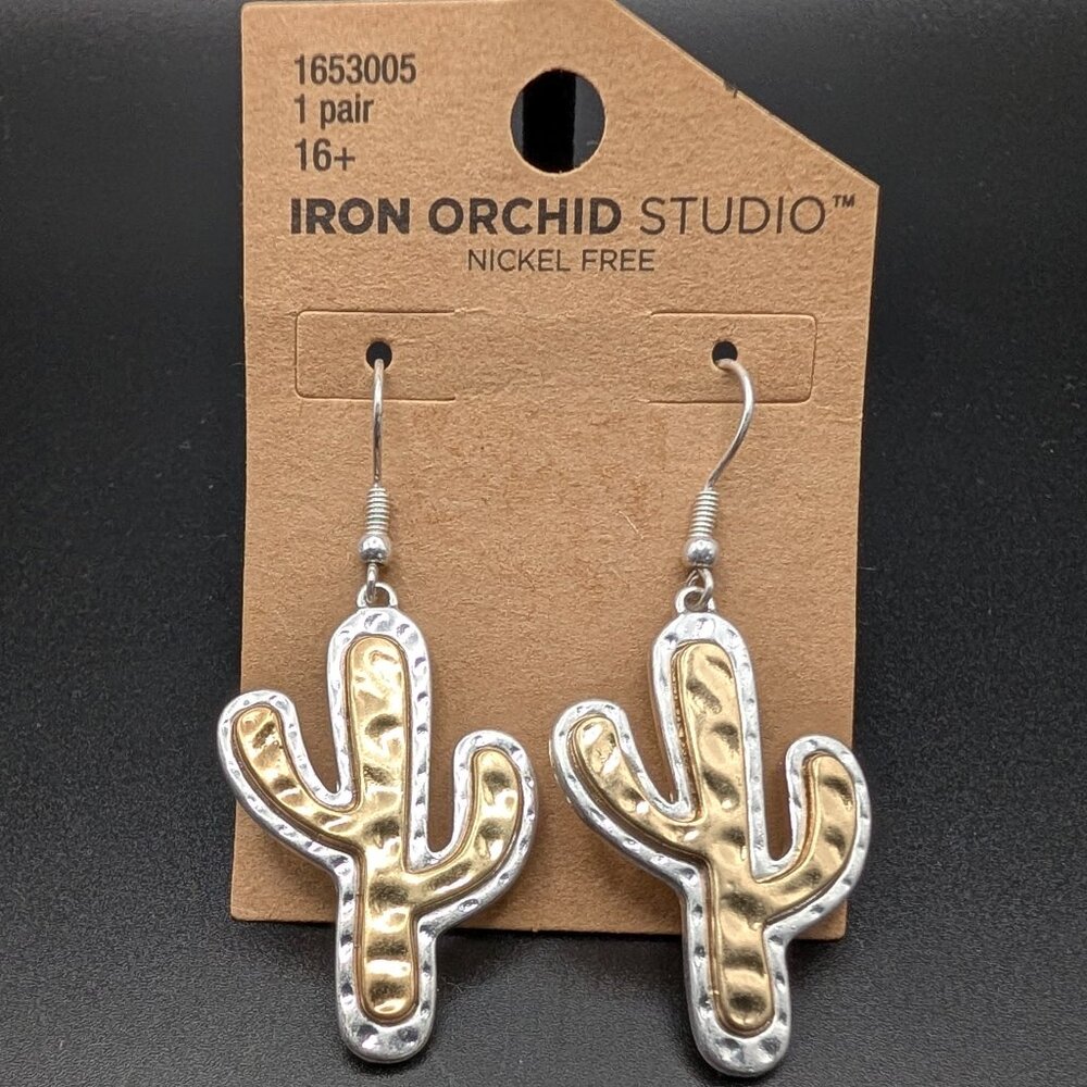 Iron Orchid Studio Cactus Dangle Earrings- NWT